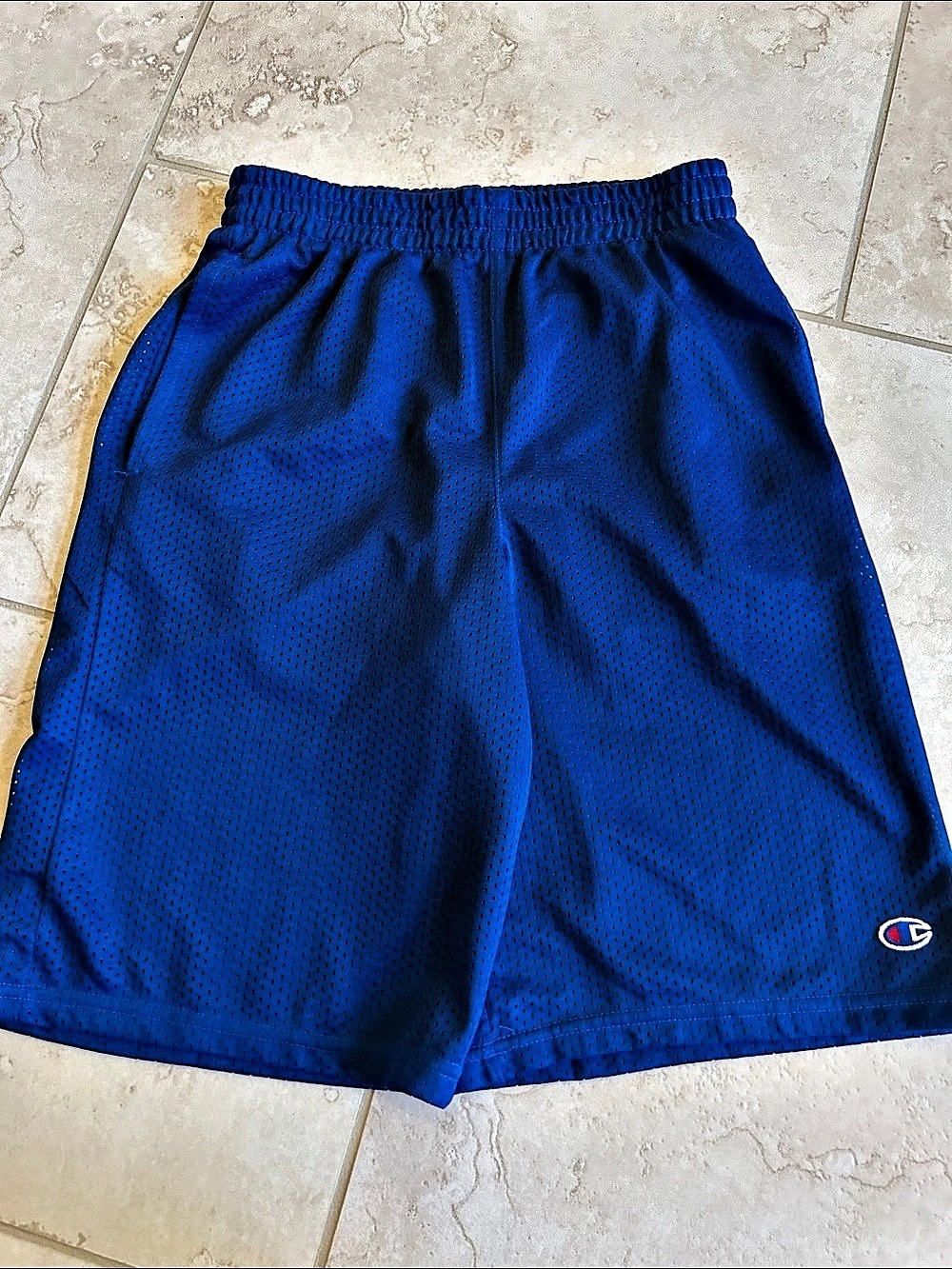 Champion Classic Mesh Athletic Shorts Blue Size Large